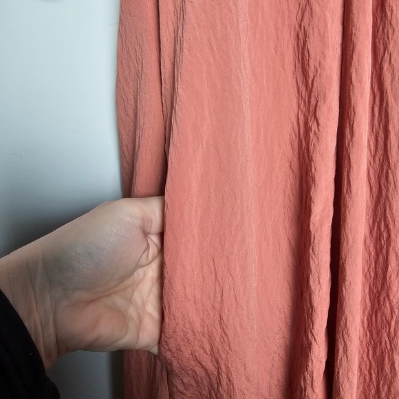 By Anthropologie V-Neck Waistless Maxi Somerset XL Terracotta Rose Crinkle Boho - Picture 6 of 11